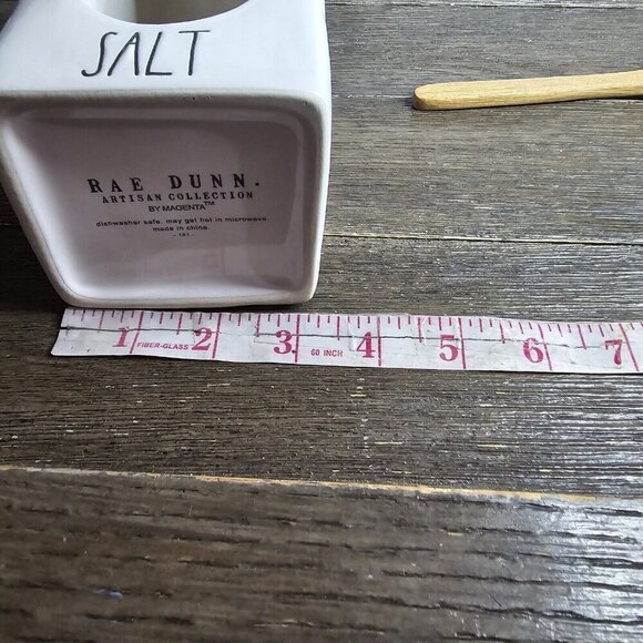 Rae Dunn Magenta Artisan Collection Salt Pig Cellar Box with Wooden Spoon - Picture 10 of 10